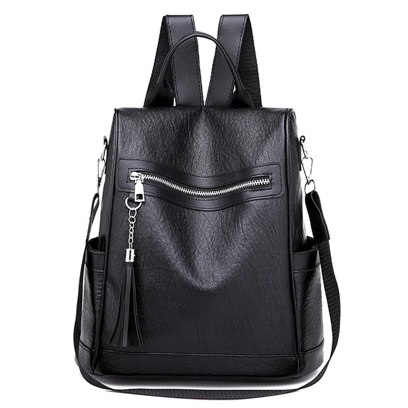 

Women PU Leather Backpack Fashion Student School Shoulder Bag Black Travel Backpacks For Teenage Girls Women Daypack Mochilas