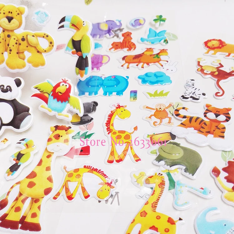 

Pegatinas 2018 New Real Fireman Sam 3pcs Zoo Cute Cartoon Animal Bubble Stickers Mini 3d Sticker for Baby Eduional