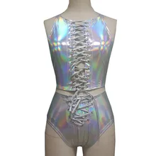 Голографическая укороченный Топ дно Наборы для ухода за кожей летние Fetival Rave одежда наряды Шестерни голограмма майка Шорты с высокой талией