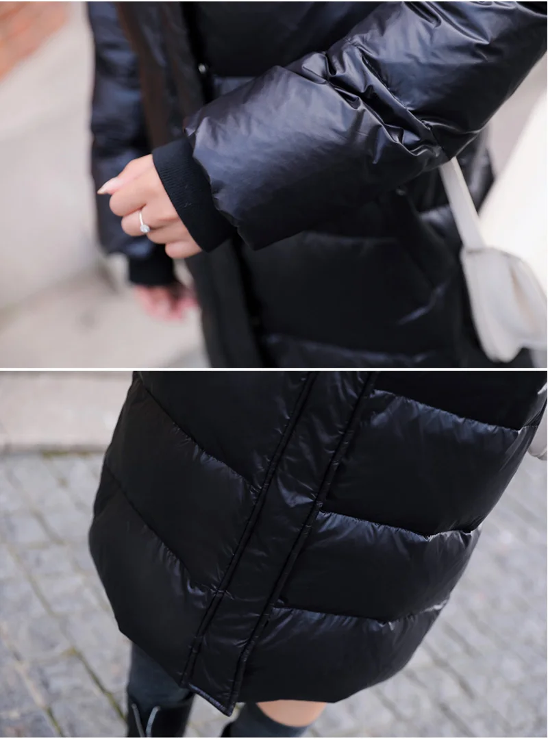 Fashion Hot Style Women White Duck Down Coat Female Slim Thick Long Hooded Feather Jacket Warm Windproof Large Size Outwear