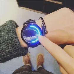 Творческая личность минималистский кожа Водонепроницаемый светодиодный часы Для мужчин Для женщин пару часов Smart Electronics Повседневное часы