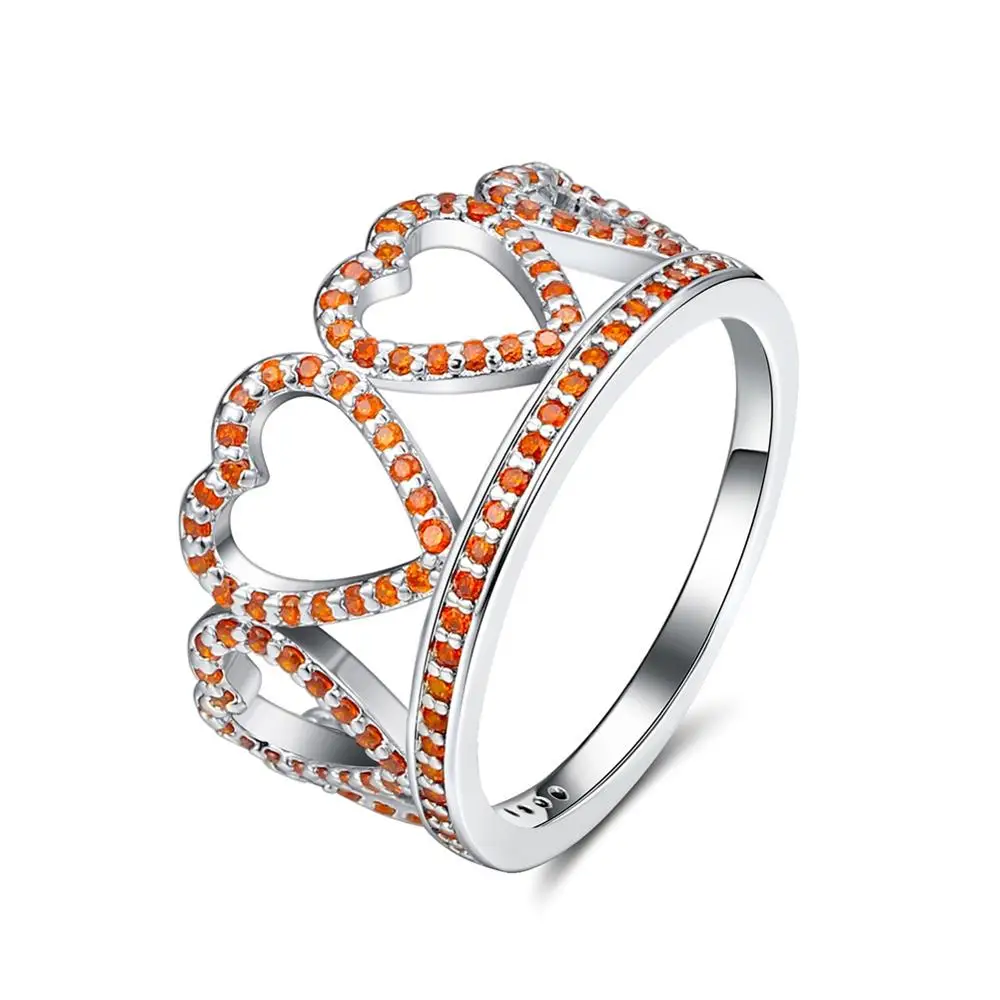 ORSA JEWELS, дизайн покера, медное кольцо для женщин в форме лопаты, кольцо с короной, Красный AAA CZ, стильные новые оригинальные ювелирные изделия, корейское кольцо OR196 - Цвет основного камня: Heart