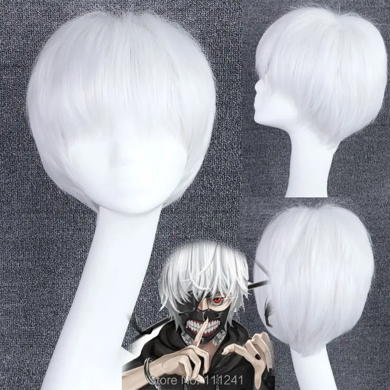 New Arrival Anime Cartoon Tokyo Ghoul Cosplay Wig Ken Kaneki Hair 2