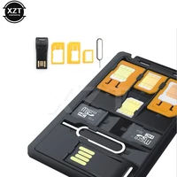 Black 5 in 1 Universal Mini SIM Card Adapter Storage Case Kits For Nano Micro SIM Card Memory Card Holder Reader Cover Connector 1