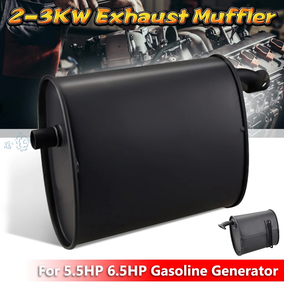 Newest Universal Black Iron 2-3KW Exhaust Muffler Silencer For 5.5HP 6.5HP 3500W 4000W Gasoline Generator Accessories Newest Universal Black Iron 2-3KW Exhaust Muffler Silencer For 5.5HP 6.5HP 3500W 4000W Gasoline Generator Accessories