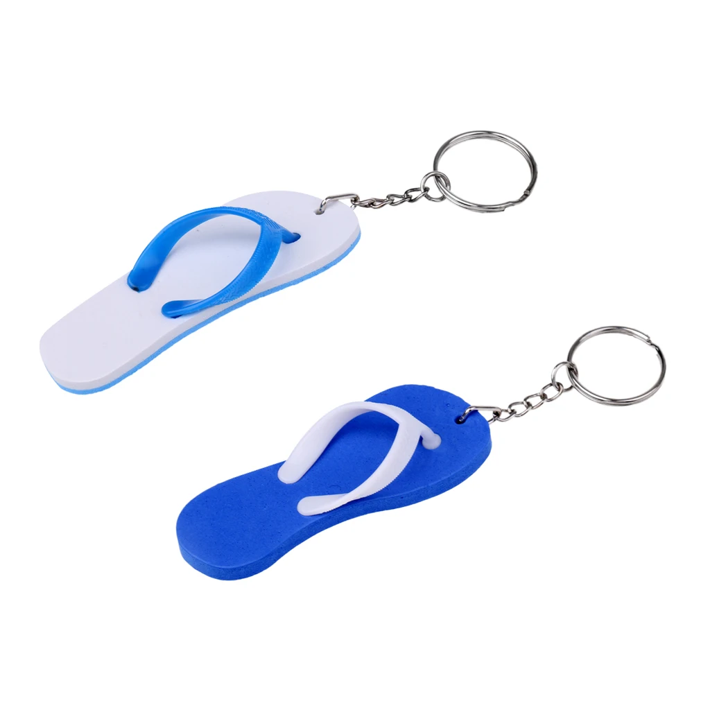 2Pcs Boat Marine Outboard Floating Key Ring Foam Key Chain Water Buoyant Keychain for Kayak Fishing - Flip Flops Slipper