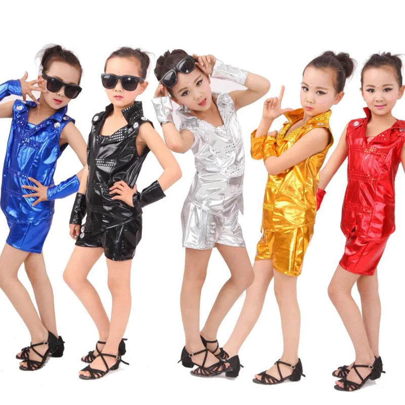 Обувь для девочек Современный Джаз танцевальная одежда Топы Корректирующие + Брюки для девочек костюмы дети блестками этап Dancewea Хэллоуина