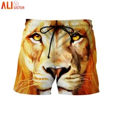 Alissister Лев пляжные шорты с рисунком мужские летние 3d забавные шорты в тропическом стиле свободные быстросохнущие мужские шорты