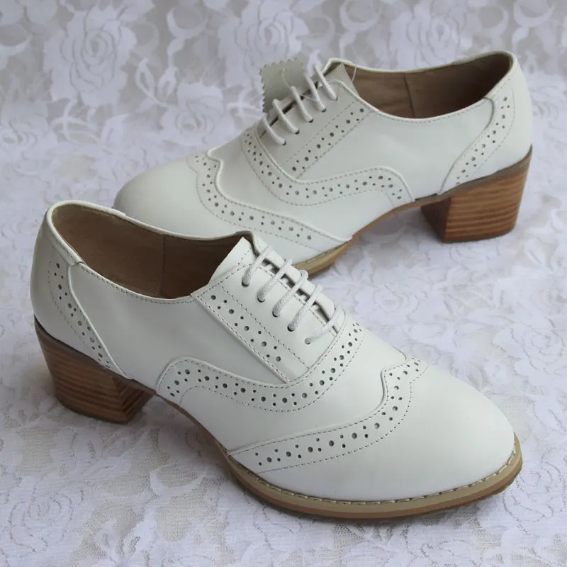 Véritable Avec Chaussures Épais rose Sculpté Grande Rose 5cm Color Oxfords La Pink Femme white En Main Taille Cuir Simples À nude pink 9cm Lacets Brock FAv5FwqCx