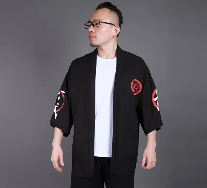 Блузки мужская гавайская рубашка мужская Японская кимоно кардиган harajuku Японская уличная одежда крутая блузка Мужская рубашка KK2831