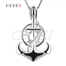 CLUCI women jewelry delicate Anchor shape pearl cage pendant 925 sterling silver necklace pendant