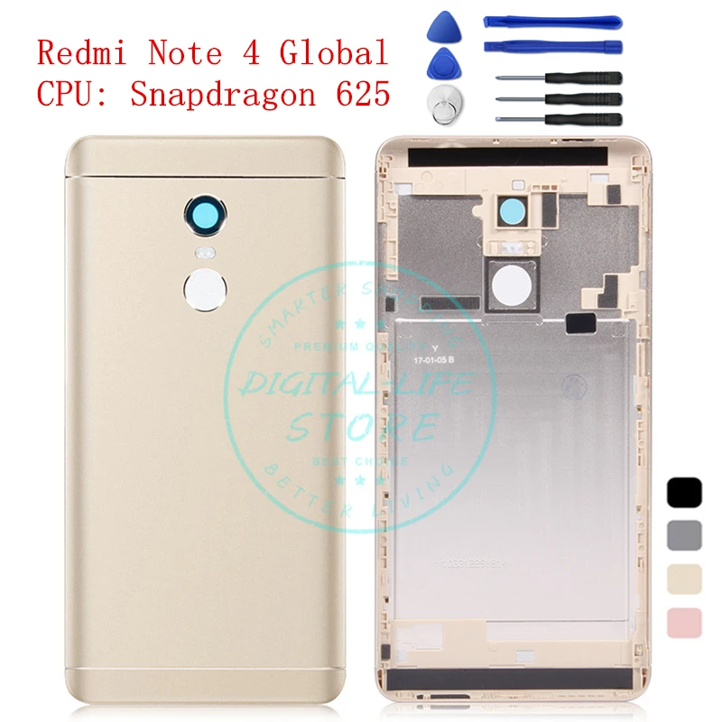Для Xiaomi Redmi Note 4 глобальная версия Металлическая Задняя крышка корпуса вспышки