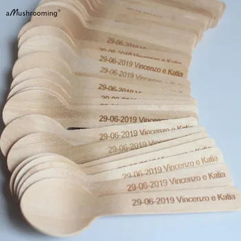 

100 Custom Name and Date Wedding Mini Spoons Small Tea Spoons with Heart Anniversary Bridal Shower Favors Engagement Supplies