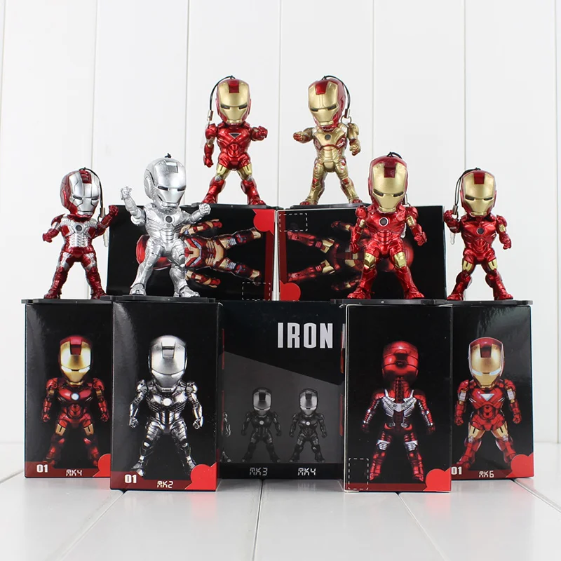 Iron Man Eye Light Function Iron Man Mark PVC Action Figure Collectible Model Toy 6pcslot