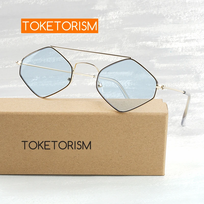 

Toketorism hexagon sunglasses fashionable Tinted glasses women's sunglasses vintage metal frame 1553