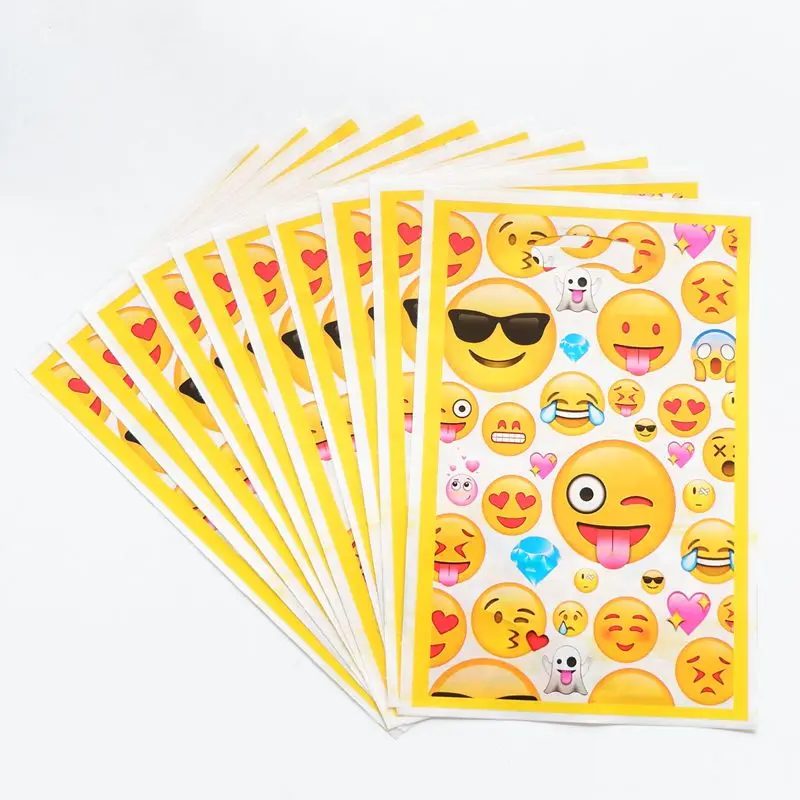 

10pcs/lot Emoji Theme Boy Girl Baby Happy Birthday Party Decoration Birthday Party Decorations Kids Loot Bag Gift Bag
