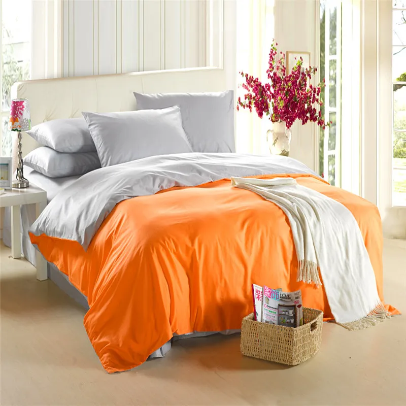 Orange Silver Grey Bedding Set King Size Queen Quilt Doona