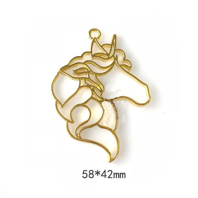 

5pcs/lot Unicorn Bezel Metal Frame Pendant Charm Bezel Setting Cabochon Setting UV Resin Necklace Earring Finding