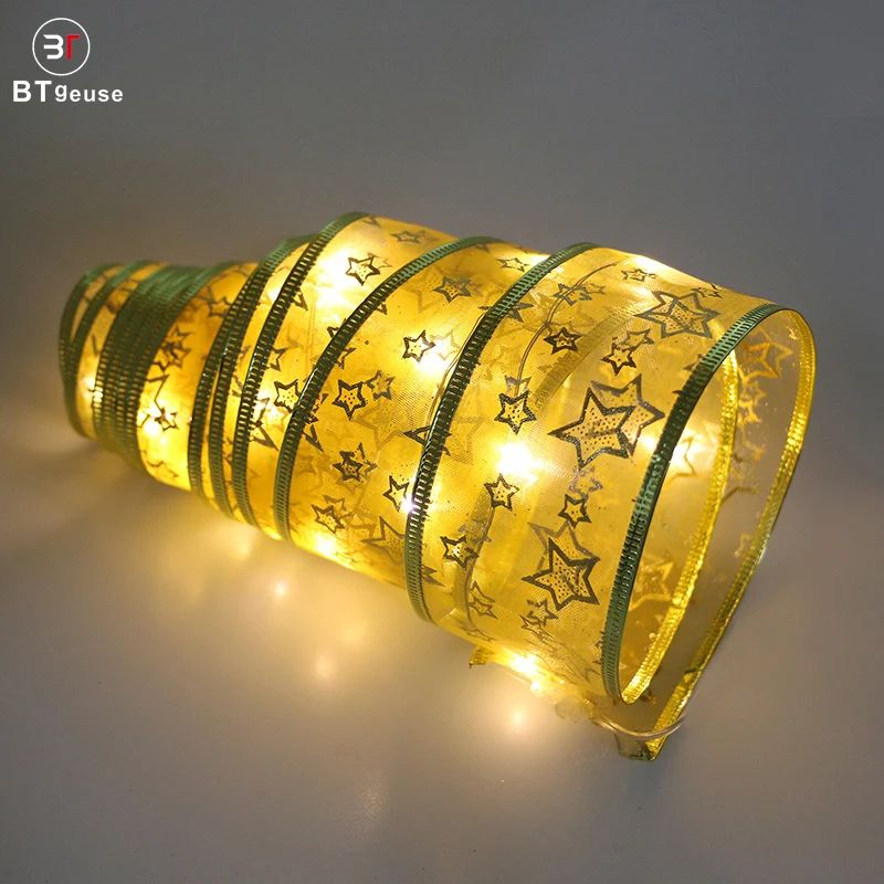 BTgeuse Star Ribbon Fairy String Lights for Bedroom Holiday Party Wedding Christmas and Garden Decoration 88 Inch Warm White    