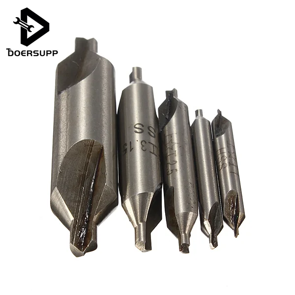 

High quality 5 Pcs 60 Degree Bit HSS Combined Center Drills Countersinks Set Tool