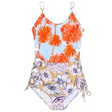 Страусиная печать листья женские Соединенные удобные нижнее белье пижамы женский костюм сиамские сексуальные женские сшитые