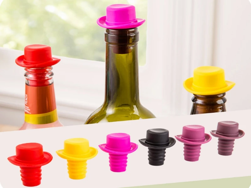 100pcs/lot Hat Shape Silicone Wine Bottle Stopper Preservation Wine