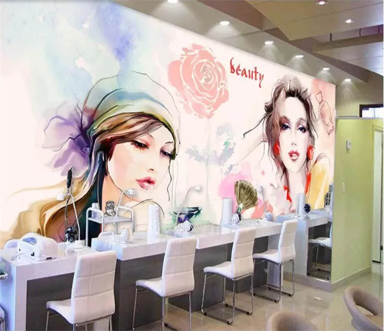 

Custom wallpaper watercolor beauty beauty shop nail shop background wall clothing store home decoration 3d wallpaper