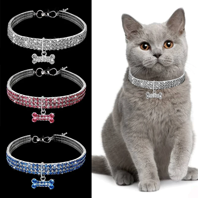 

New Bling Dog Collar for Small Dogs Cat Necklace Rhinestone Diamante Pet Puppy Collar Cat Collar Pet Supplies Dog Accessories