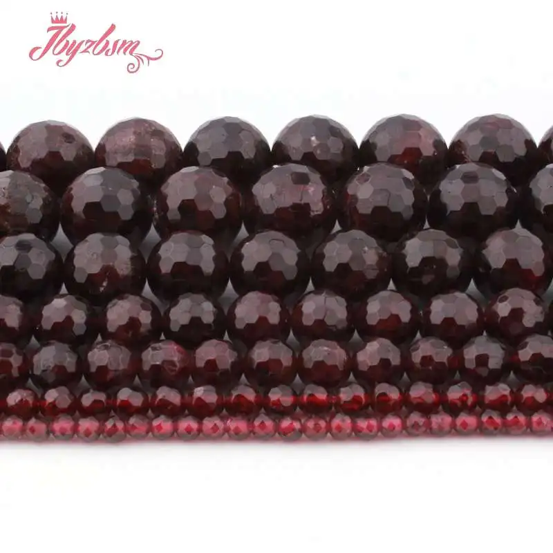 

4,6,8,10mm Faceted Round Ball Bead Garnet Natural Stone Beads For Woman DIY Necklace Bracelets Jewelry Making 15" Free Shipping