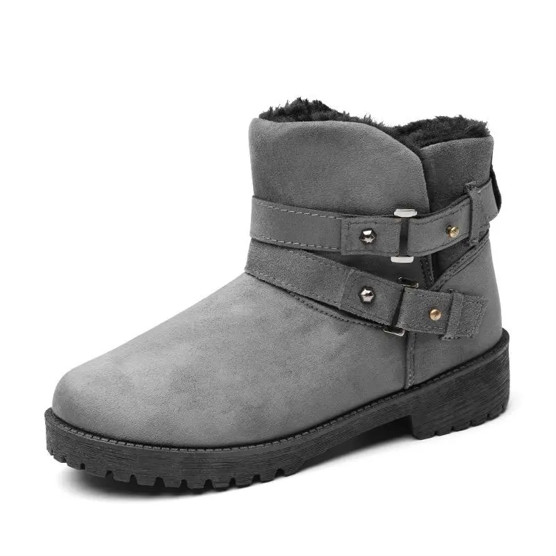 Stiefeletten Neue Frauen Booties Stil Schnee 35 43 Schwarzes Britischen Schuhe grau Runde Größe Boot orange Casual blau Warme Kappe Winter Stiefel drtIwqxr