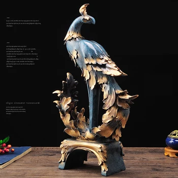 

Europe resin Navy blue Phoenix ornaments creative Large number figurines Home decoration to move Wedding tabletop Crafts