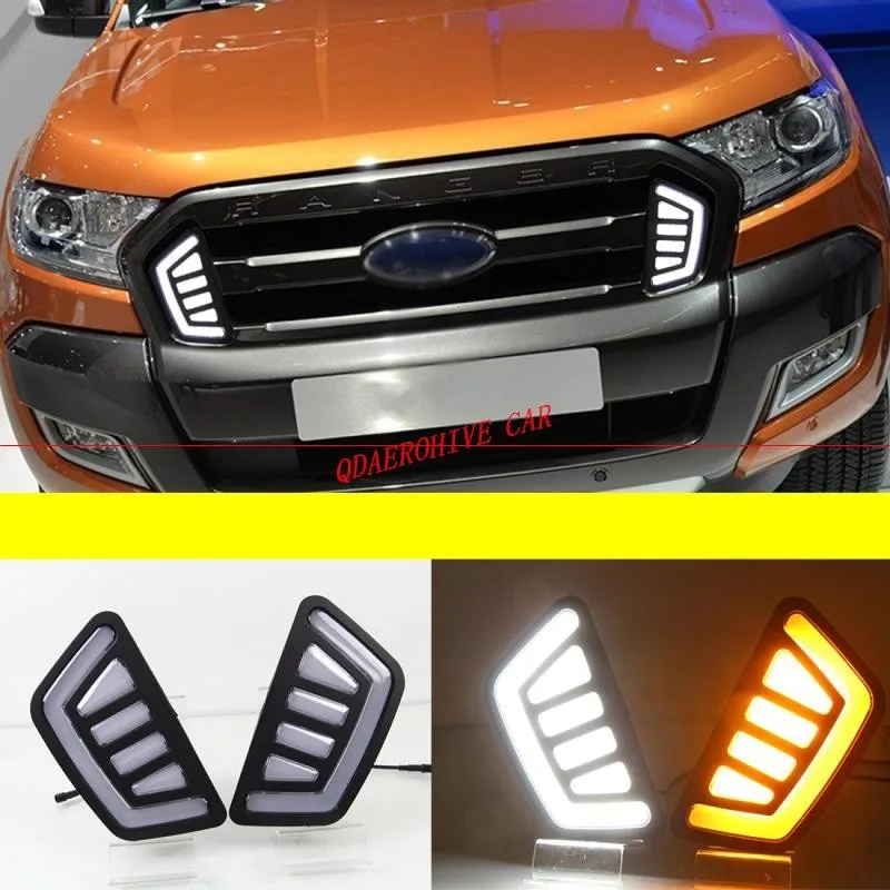 

QDAEROHIVE Front Shell Cover Waterproof LED DRL Daytime Running Light Daylight fog lamp with Turn Signal style for Ford Ranger