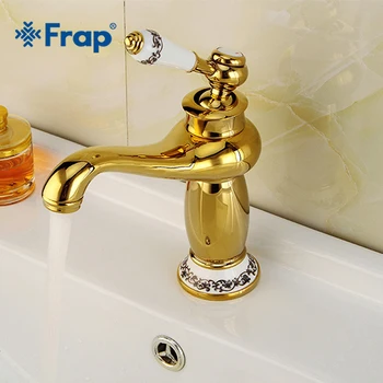 

Frap Europe Style Gold Basin Tap Solid Copper Bathroom Faucet Single Handle Cold and Hot Water The New Luxury Antique Tap Y10172