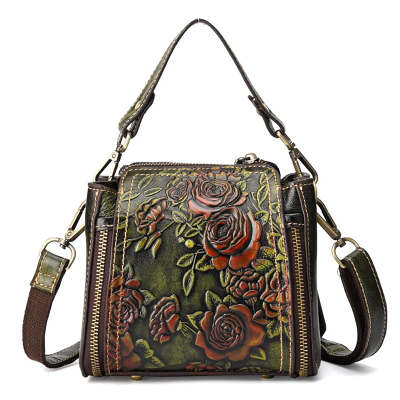 Bolsa de Luxo Alta Qualidade Natural Pele Cruz Corpo Tote Floral Mulheres Mensageiro Ombro Alça Superior Couro Genuíno Bolsas