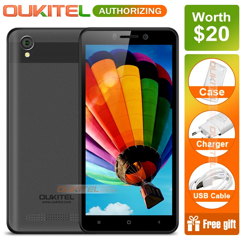OUKITEL C10 смартфон с 5 дюймовым дисплеем четырёхъядерным процессором MTK6580 ОЗУ 1 ГБ