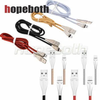

USB Type C Cable Zinc Alloy Braided Data Sync Type-C Charging Cable For Micro V8 USB For 8Pin IOS11 Fast Charging Cable 200pcs