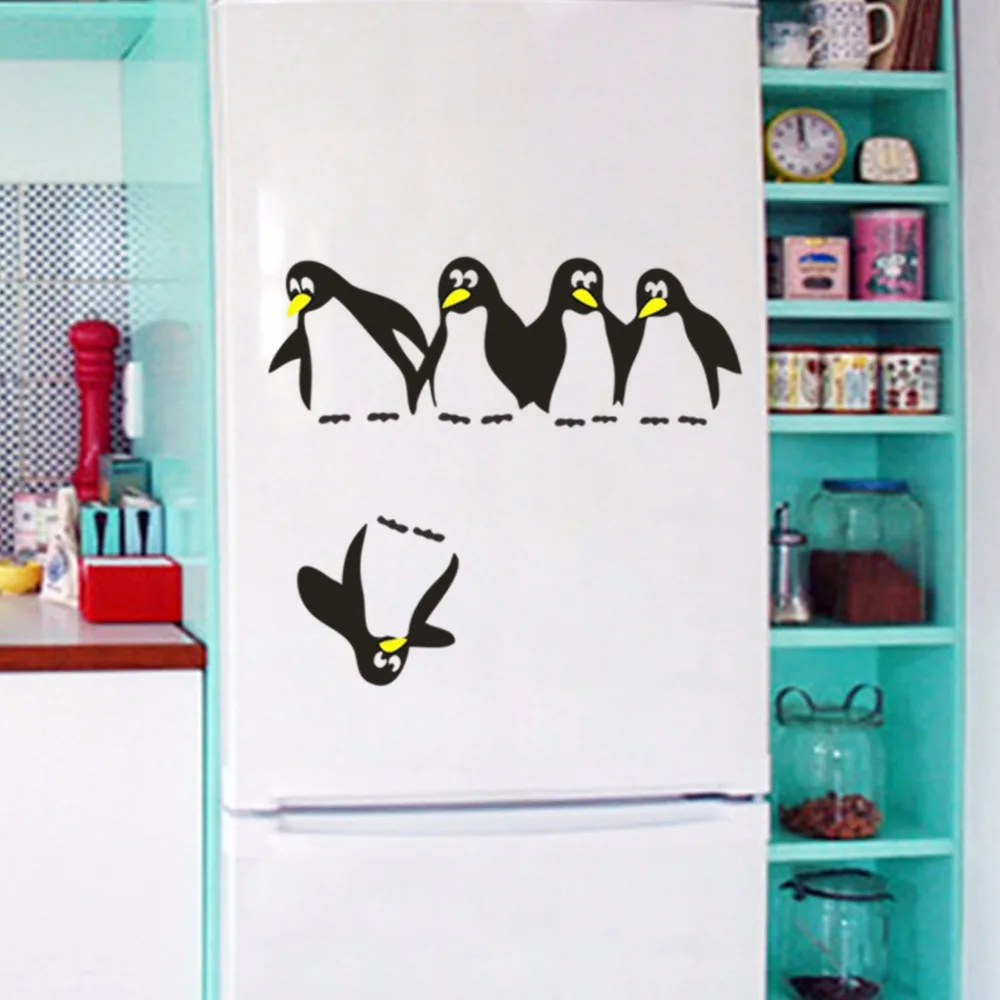 

XX026 Penguin Kitchen Fridge Sticker Fridge Decals Dining Room Kitchen Decorative Vinyl Wall Stickers Home Decor