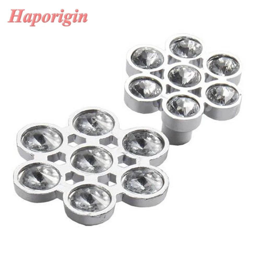 6x Crystal Kitchen Cabinet Handles Modern Cabinet Drawer Knobs Glass Bedroom Furniture Pulls Wardrobe Cupboard Closet Knobs