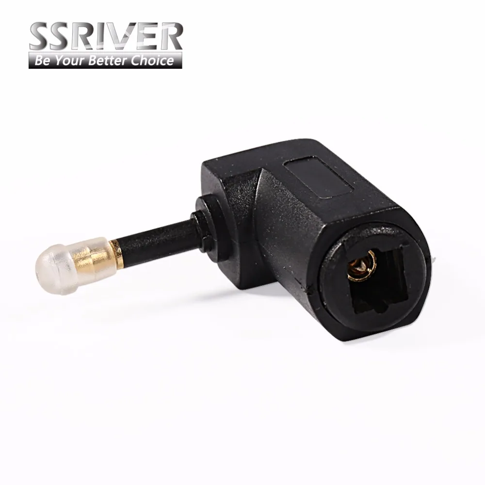 SSRIVER Digital Optical Adapter 3.5mm Female to Male Mini Audio Optical Plug Adapter Right Angle
