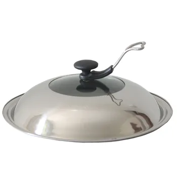 

2016 Real Chinese Wok Lid Visual Large Stainless Pyrex Glass Round Chef Pan Lid with Knob Qualtiy Pan Cover Kitchen Supplies