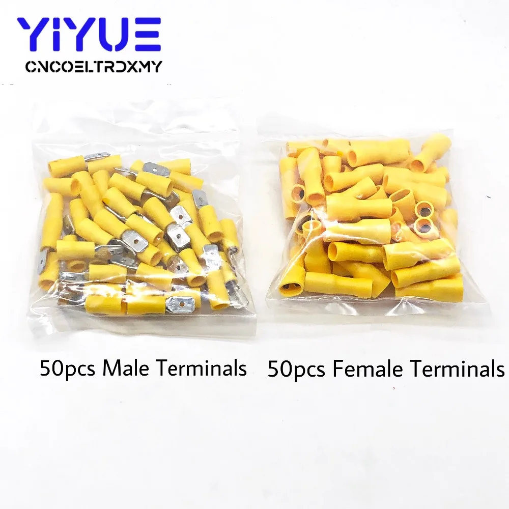 6.3mm 14-12AWG Female Male Electrical Wiring Connector Insulated Crimp Terminal (8)