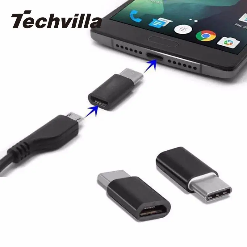 techvilla USB 3.1 Type-C Male to Micro Female Converter Adapter for Smart Mobile Phone Plug & Play Universal Portable | Мобильные