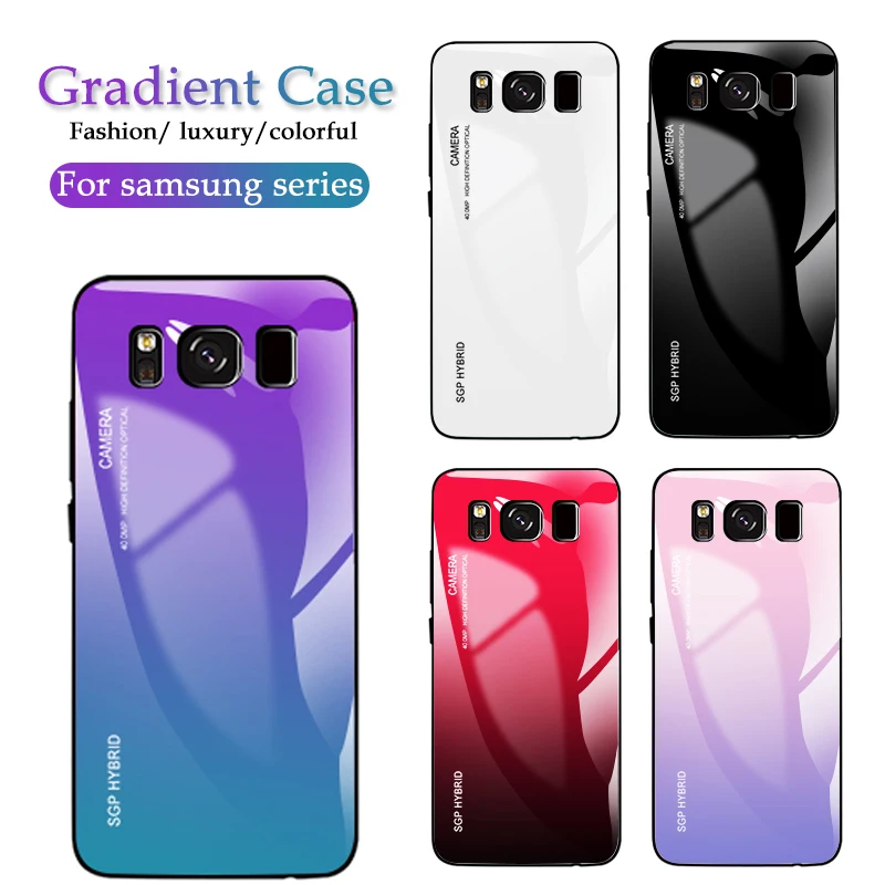 

Gradient Tempered Glass Phone Case For Samsung Galaxy s8 s9 s10 Plus S10E Case On The Samsun Glaxy S 8 9 10 E s9plus Coque Cover