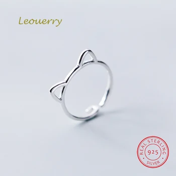 

Leouerry 925 Sterling Silver Super Cute Cat Ear Open Rings Women Girls Cartoon Animal Thin Little Finger Ring Lovey Fine Jewelry