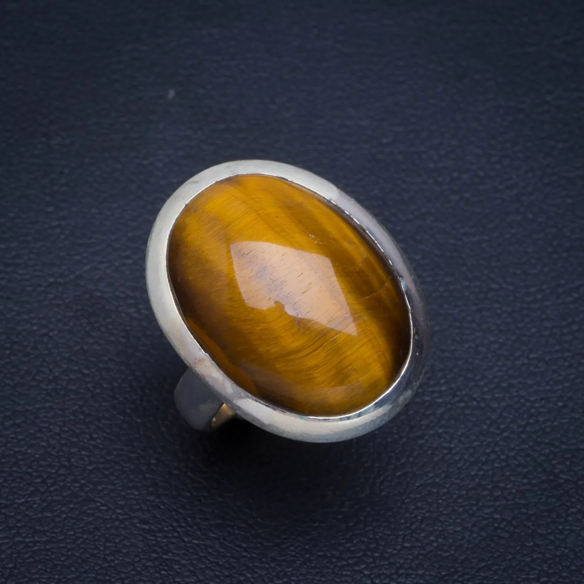 

Natural Tiger Eye Handmade Unique 925 Sterling Silver Ring 5.5 B1208