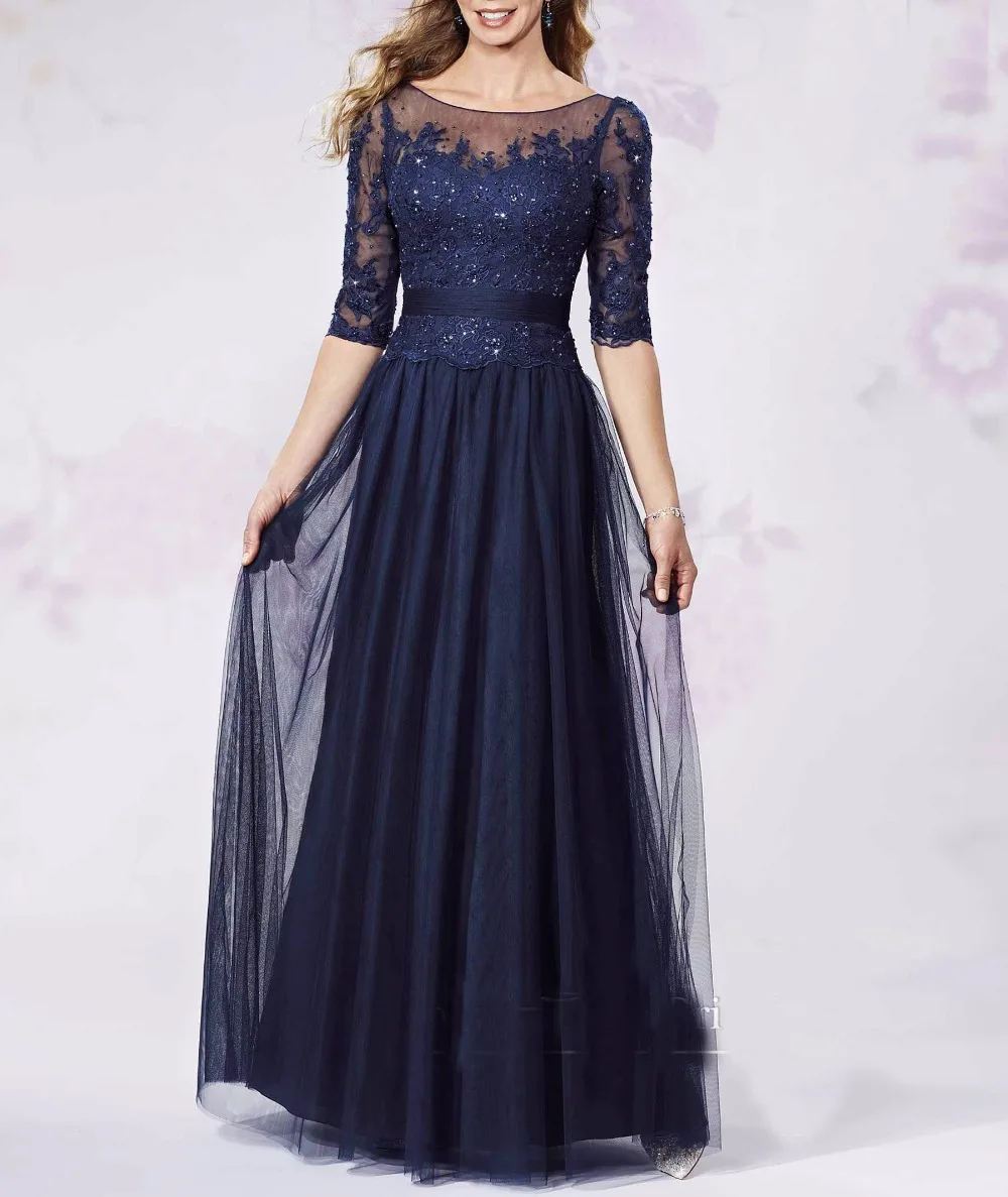 Navy Blue Lilac Lace Mother Of The Bride Dresses Godmother Backless ...