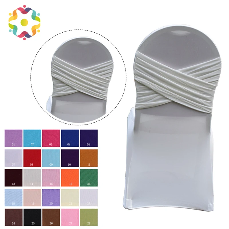 Универсальные чехлы для стульев разных цветов из лайкры с двумя крестиками, растягивающиеся чехлы на стулья из спандекса для украшения свадебной вечеринки