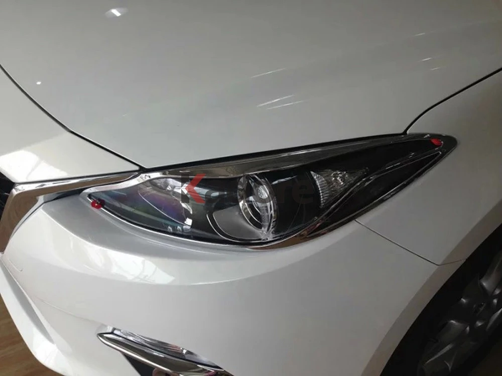 Для Mazda 3 M3 2013 хромированный передний головной светильник, абажур, накладка, автомобильные декоративные фары, аксессуары
