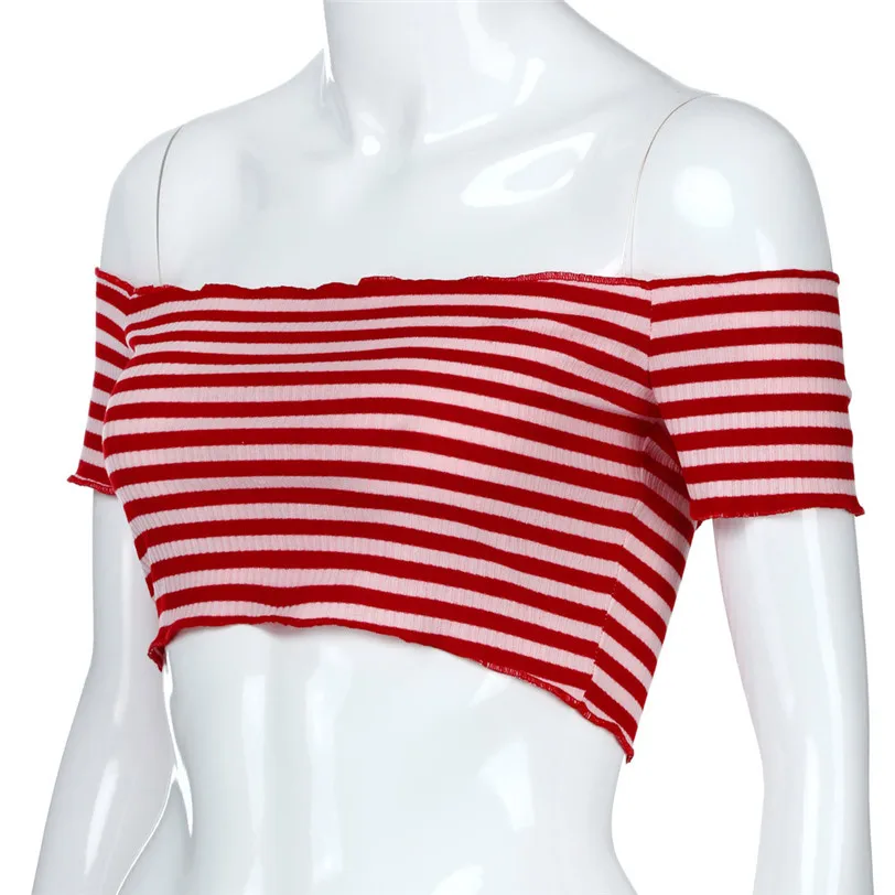 Off Shoulder Crop Top Female Tank Stripe Vest Women's Tops Vest Base Shirt Cropped Women's Blouse Sleeveless Wholesale noJE21 (10)
