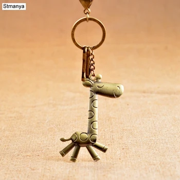 

Giraffe Key Chain - Hot Sale Antique Bronze metal Keychain Car Key Chain Key Ring Cute Giraffe Bag pendant For Best Gift 17219